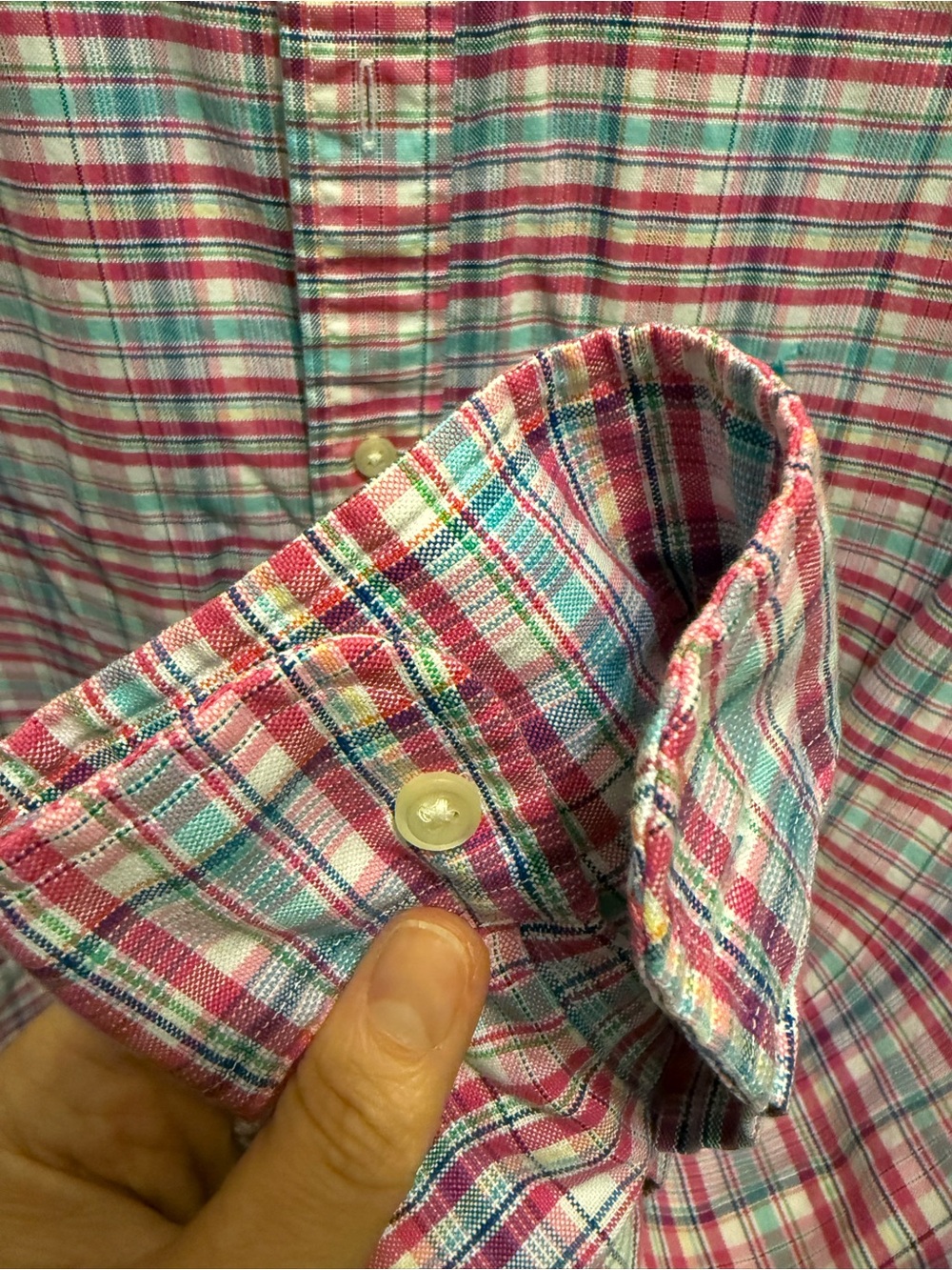 Ralph Lauren Men’s Pink and Blue Plaid Button-Down Shirt - Picture 3 of 4
